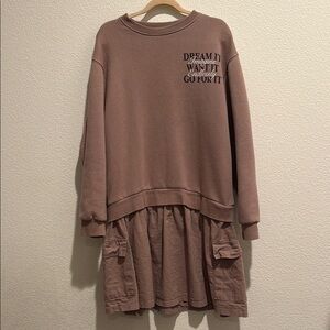 Zara Dreamy Brown Sweatshirt Dress
